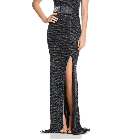 Mac Duggal Dresses Mac Duggal Beaded Mesh Column Gown In Gunmetal 4 Poshmark